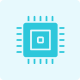 Microchip icon on turquoise background