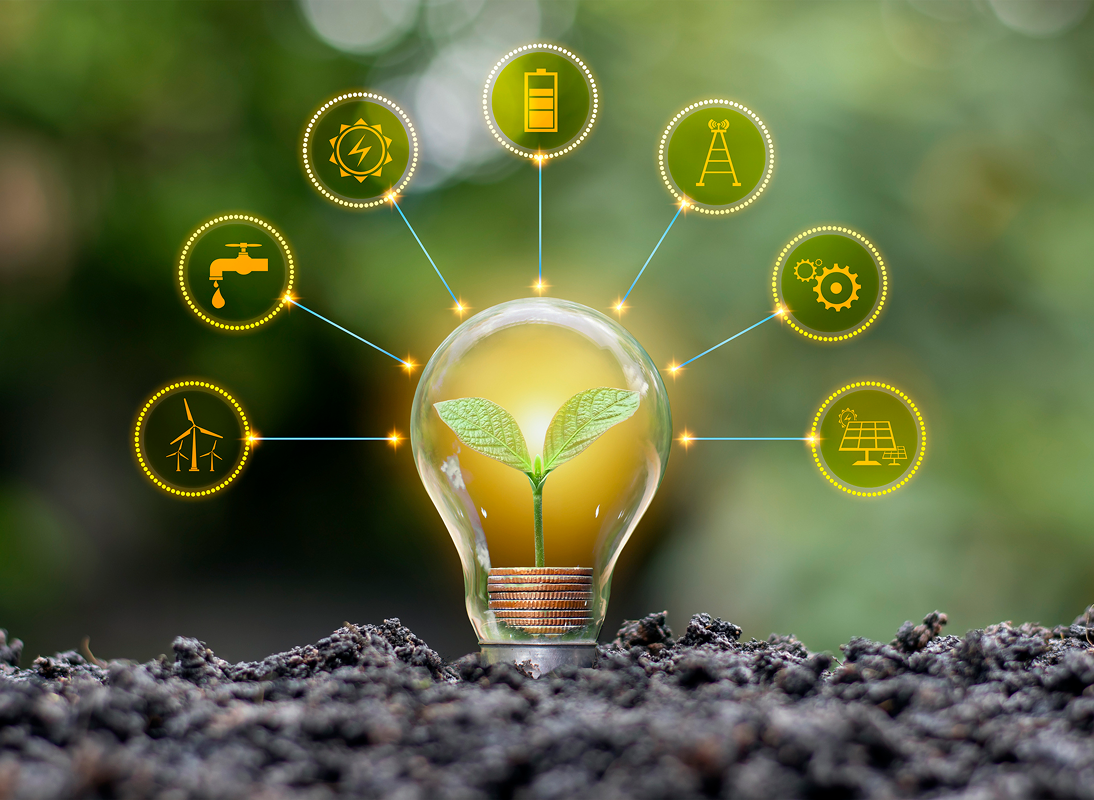 Eco-friendly innovation symbol in lightbulb